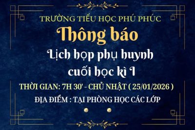 Thông báo lịch hội nghị cha mẹ học sinh cuối học kì I năm học 2025-2026