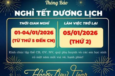 LỊCH NGHỈ TẾT DƯƠNG LỊCH NĂM 2026